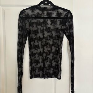 Free People Lady Lux Layering Sheer Mesh Top Womens Small Black